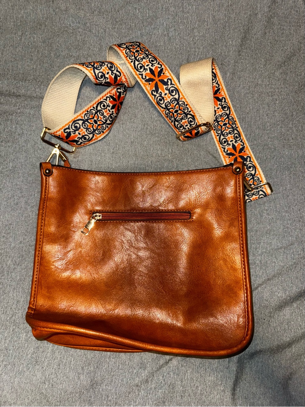 Women’s Tan Leather Tote Bag with Decorative Strap